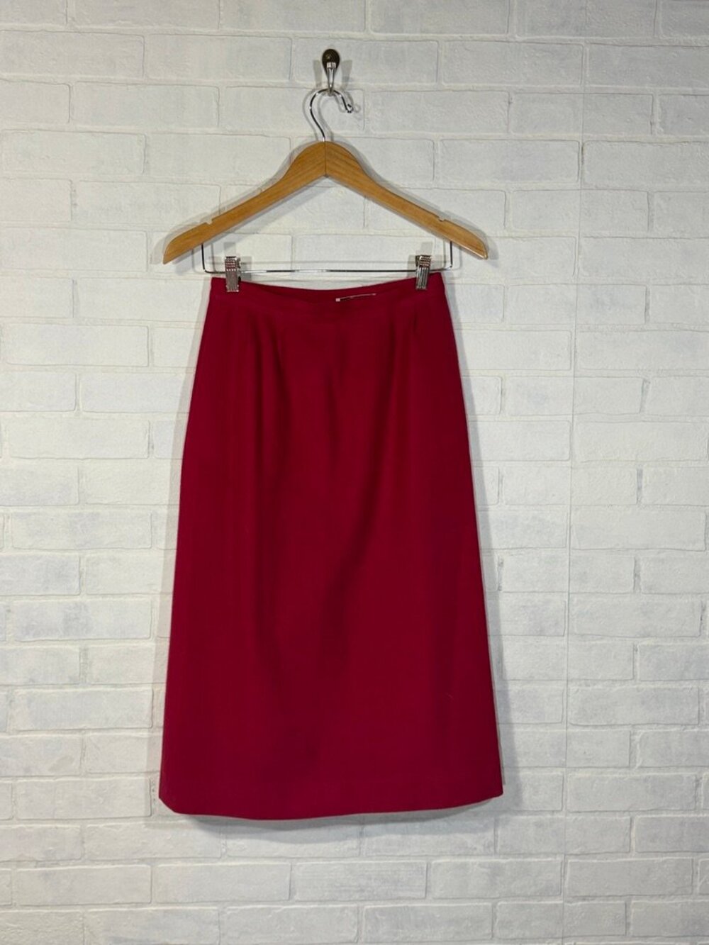 Vintage 100% Camel Hair Red Maxi Fitted Skirt w/ Inverted Rear Pleat and Pockets